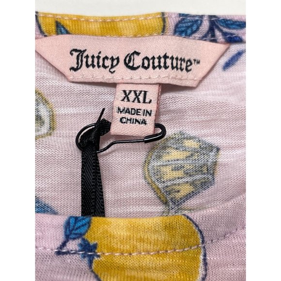 Women's Juicy Couture Top, Cold Shoulder Summerpink w/ lemons ruffle sleeves 2XL - Picture 5 of 7